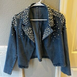 Pearl Embellished Denim Jacket